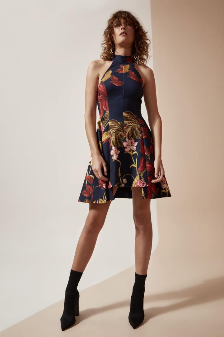 C/meo Collective Fusion Short Sleeve Dress Navy Botanic