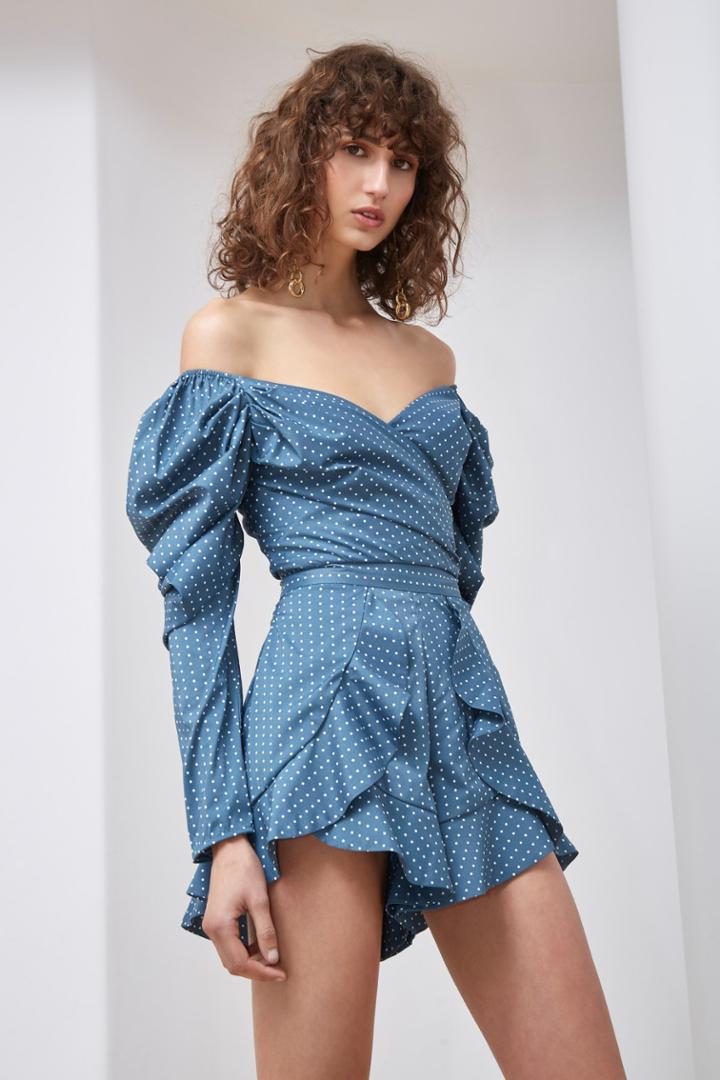 C/meo Collective C/meo Collective Lift Me Short Steel Blue Spotxxs, Xs,s,m,l