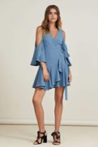 Finders Keepers Patience Wrap Dress Washed Bluexs,s,m,l