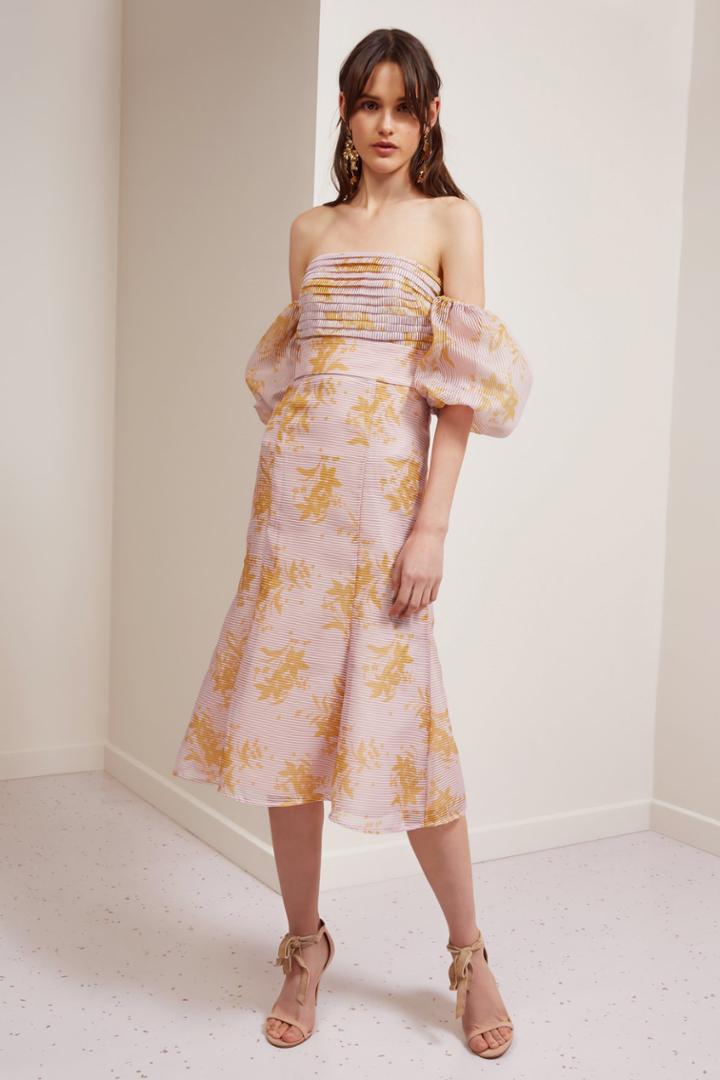 Keepsake Keepsake Stand Tall Midi Dress Blush Stencil Floralxxs, Xs,s,m,l