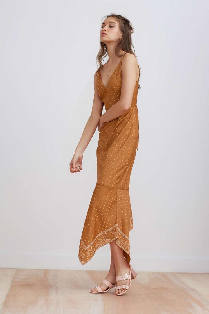 Finders Keepers Vanish Midi Dress Tan Bandanaxxs, Xs,s,m,l