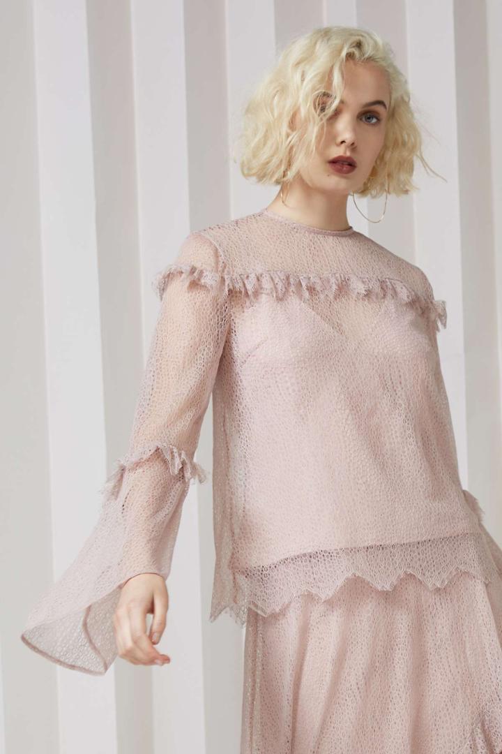 Keepsake Slide Long Sleeve Lace Top Rose Smokexxs, Xs,s,m,l