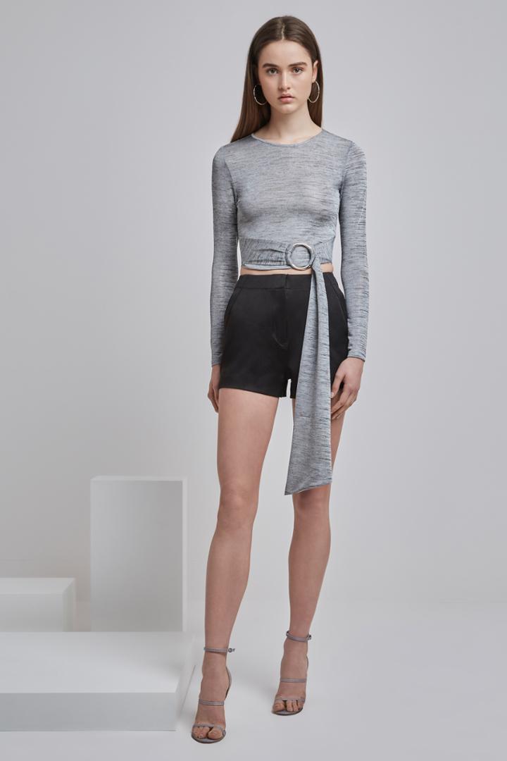 Finders Keepers Maxwell Long Sleeve Crop Grey Marle