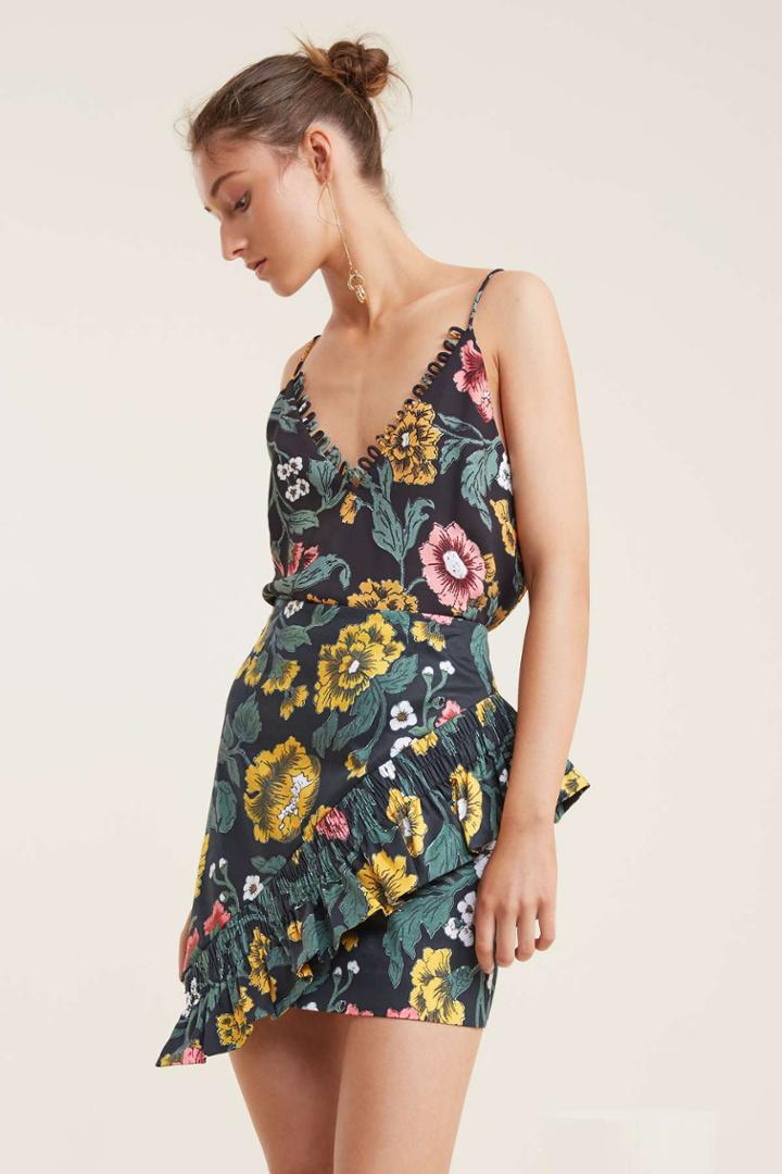 C/meo Collective Another Lover Skirt Black Floralxxs, Xs,s,m,l