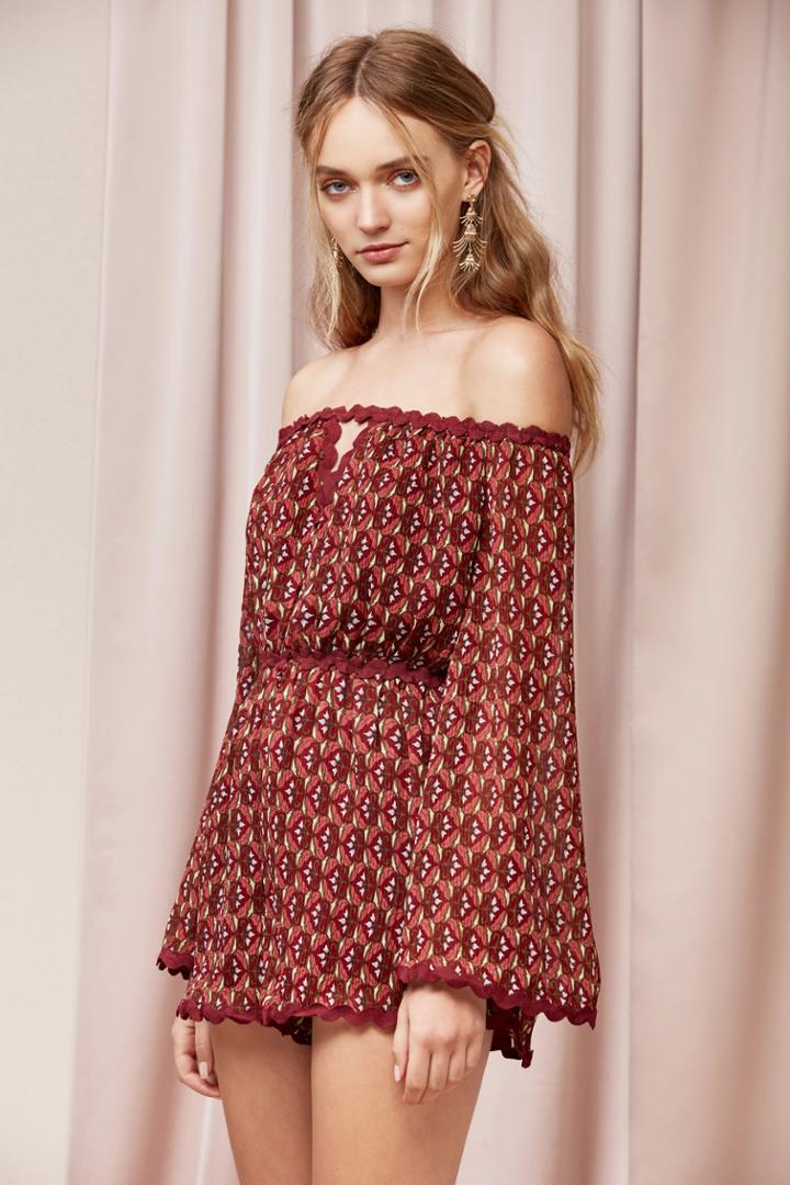 Finders Finders Drift Playsuit Wine Wallpaperxxs, Xs,s,m,l