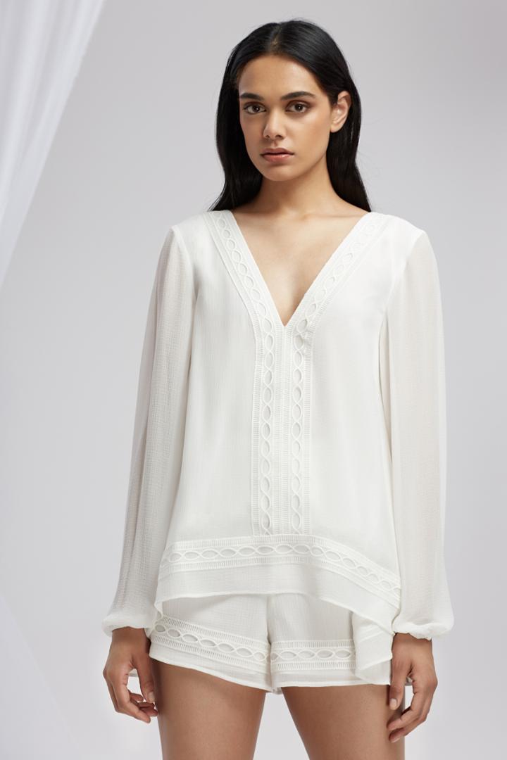 Finders Keepers Maison Long Sleeve Top Cloud