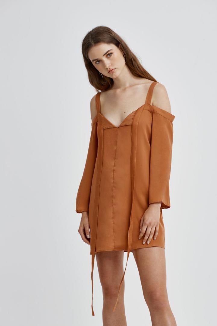 The Fifth The Fifth In Full Light Long Sleeve Dress Amber