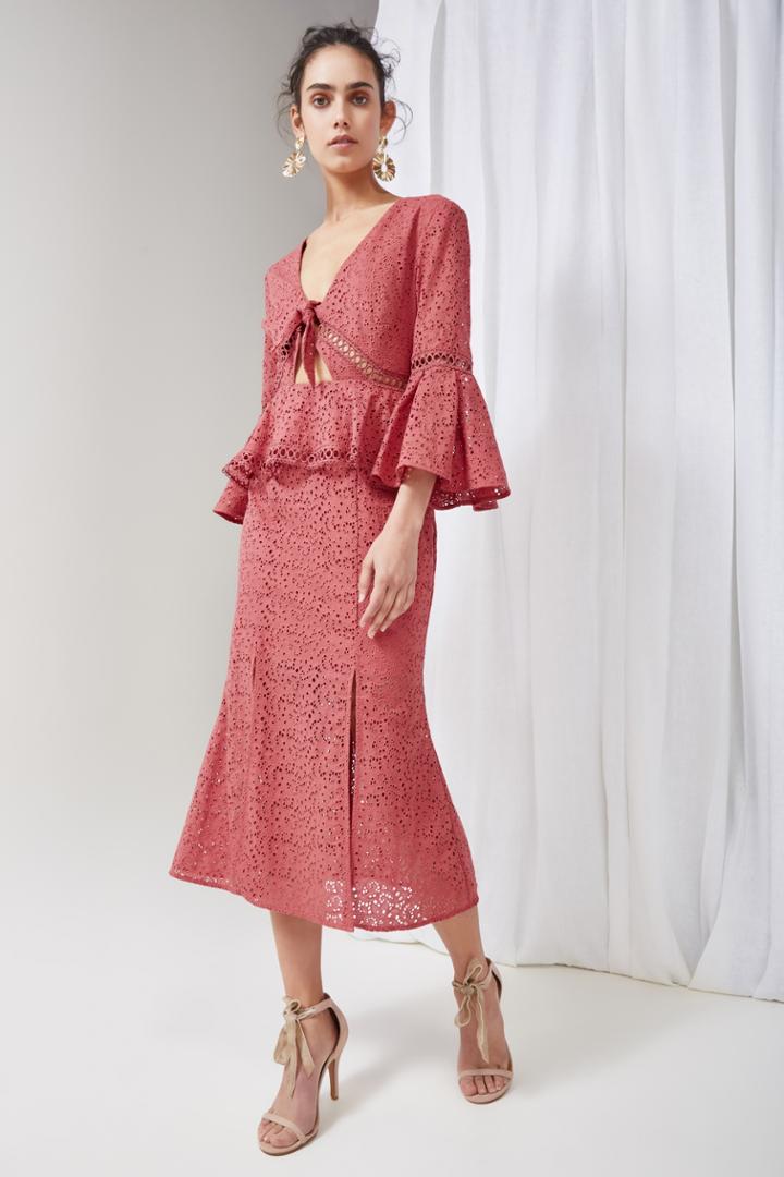 Keepsake Keepsake Unravelled Midi Dress Mineral Redxxs, Xs,s,m,l,xl