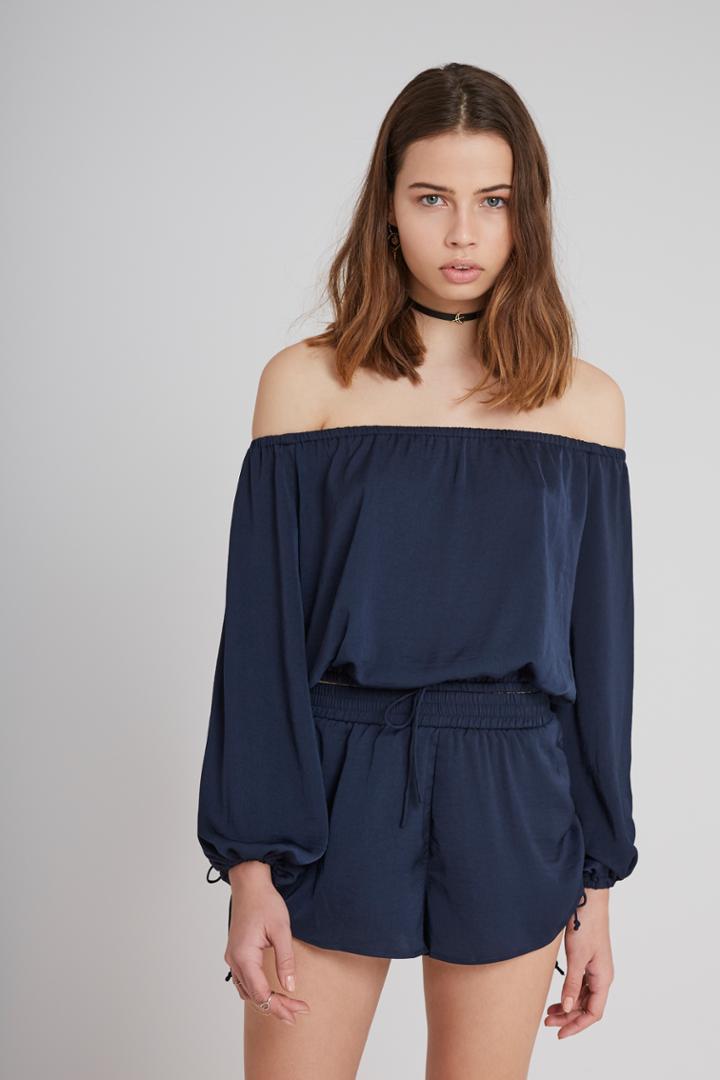 The Fifth The Nightingale Long Sleeve Top Petrol Blue