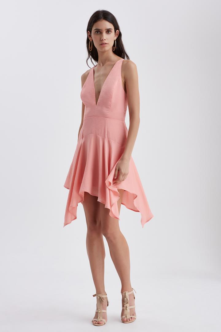 Finders Keepers Huntr Short Sleeve Dress Blush
