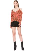 C/meo Collective Cold Shoulder Check Top Rust Check