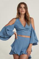 Finders Patience Wrap Top Washed Blue