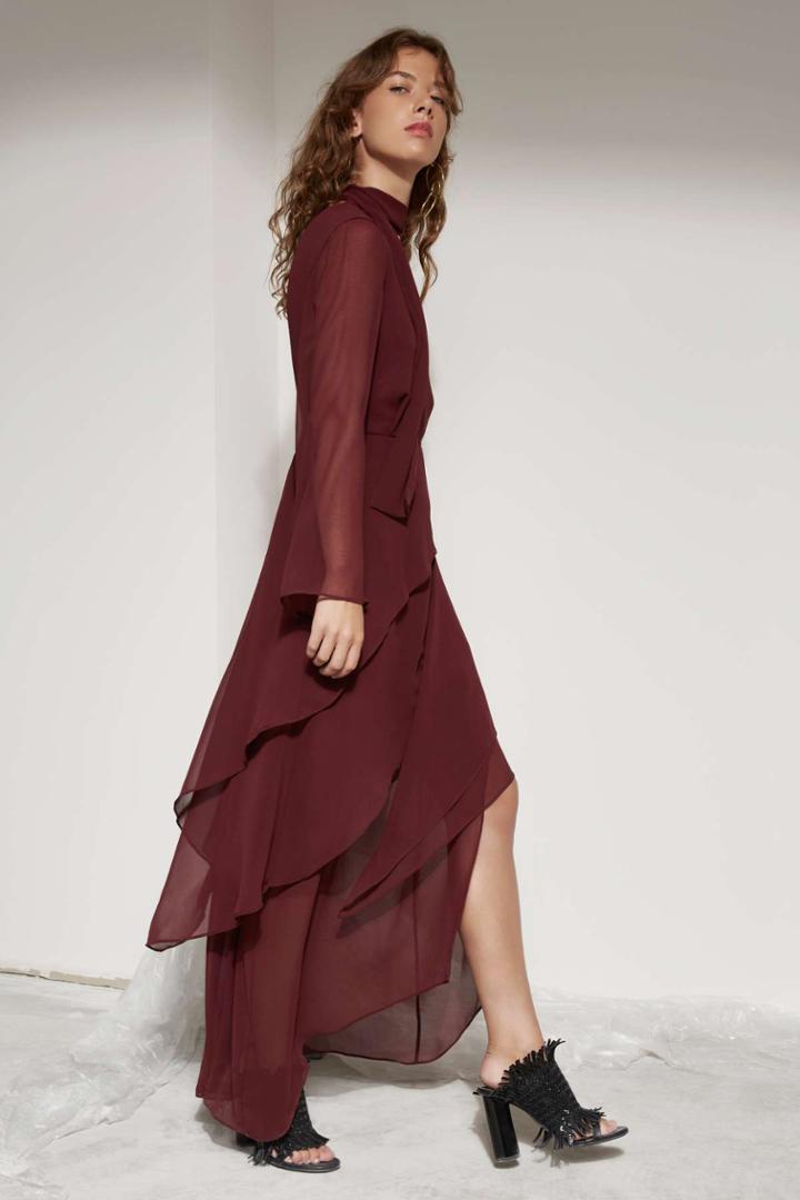 C/meo Collective C/meo Collective Autonomy Long Sleeve Full Length Dress Mahogany