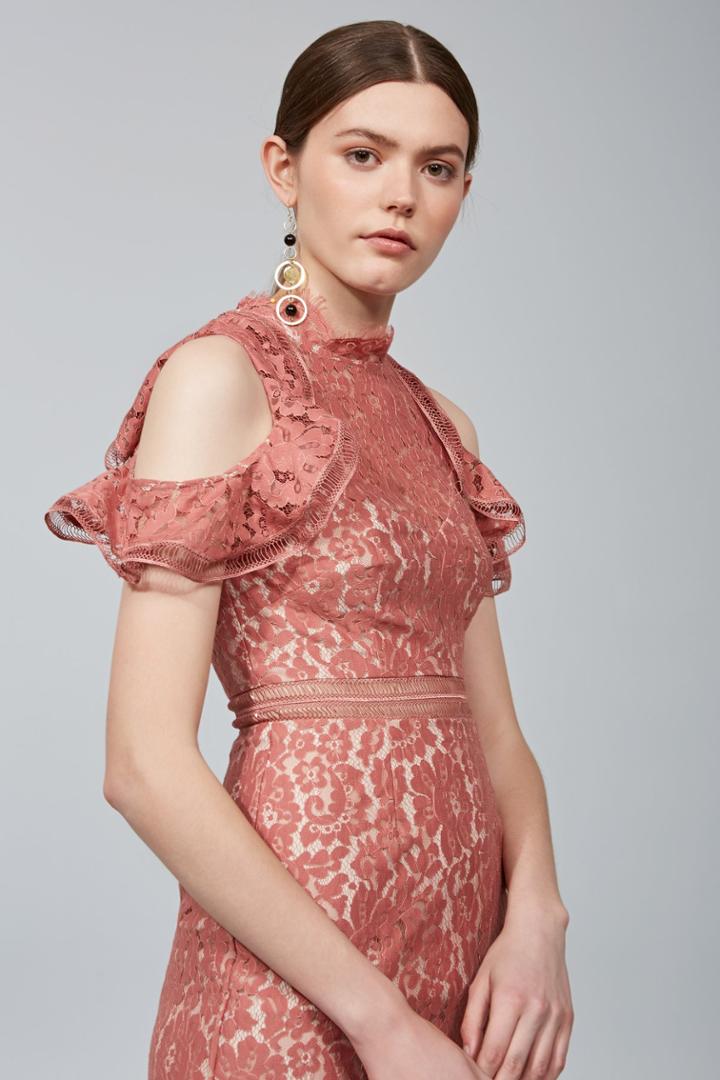 Keepsake Oblivion Lace Midi Dress Spice