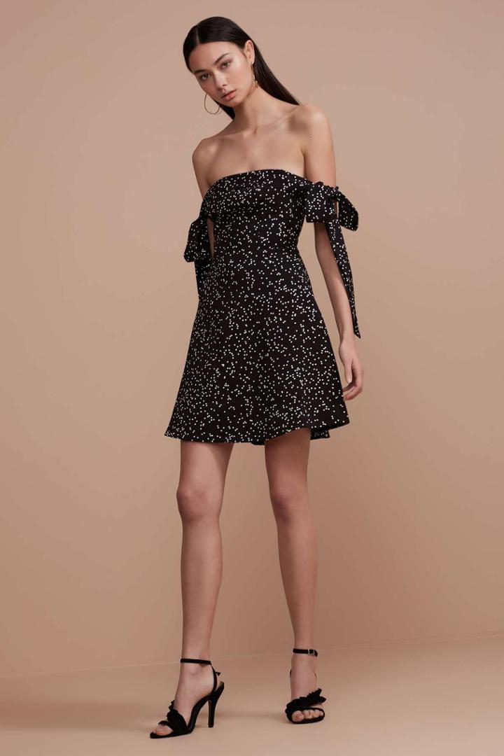 Keepsake Embrace Me Mini Dress Black W White Spotxs,s,m,l