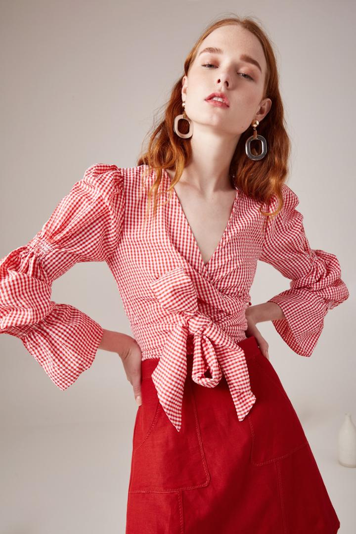 C/meo Collective C/meo Collective Best Love Long Sleeve Top Melon Checkxxs, Xs,s,m,l,xl