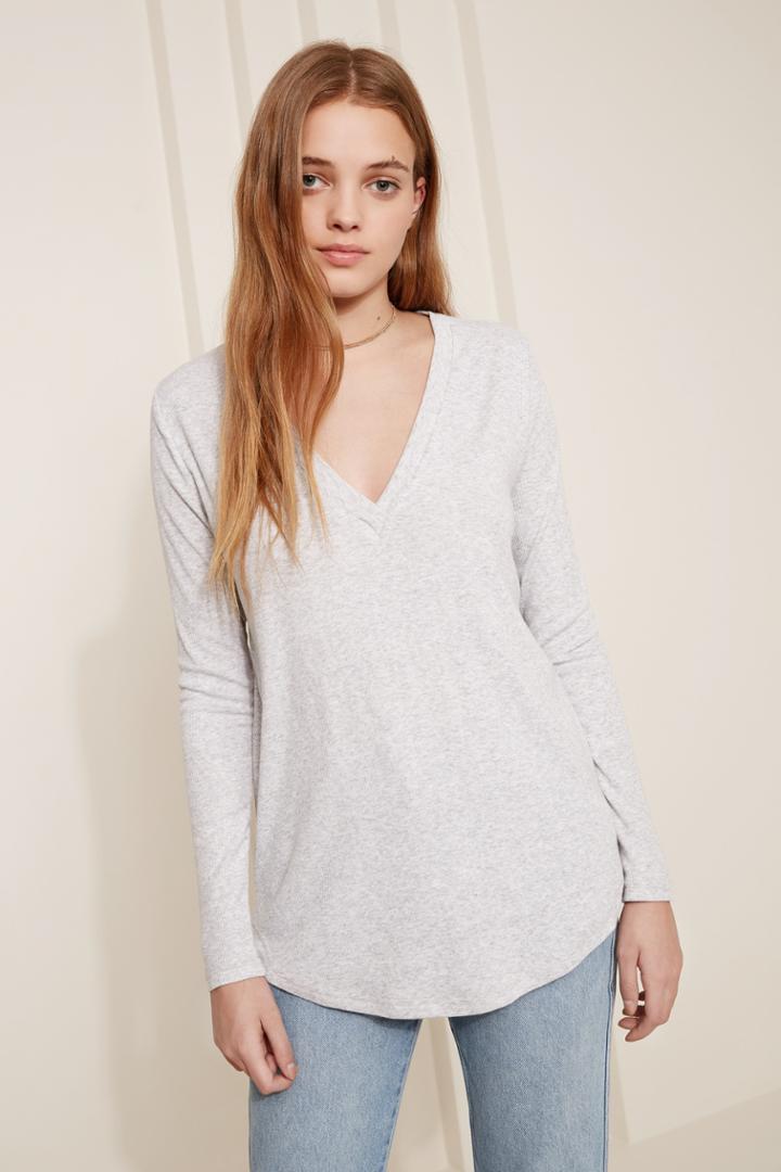 The Fifth The Fifth Lila Long Sleeve Top Grey Marlexxs, Xs,s,m,l,xl
