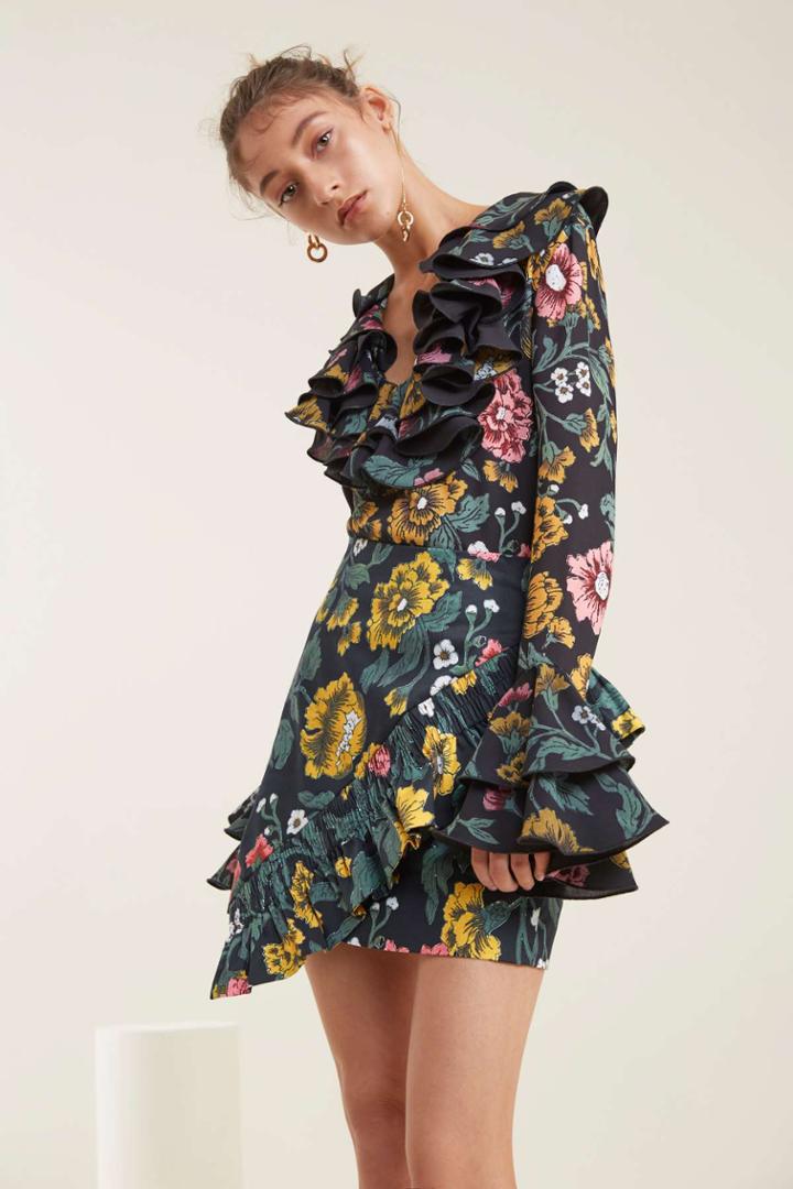 C/meo Collective Immerse Long Sleeve Top Black Floralxxs, Xs,s,m