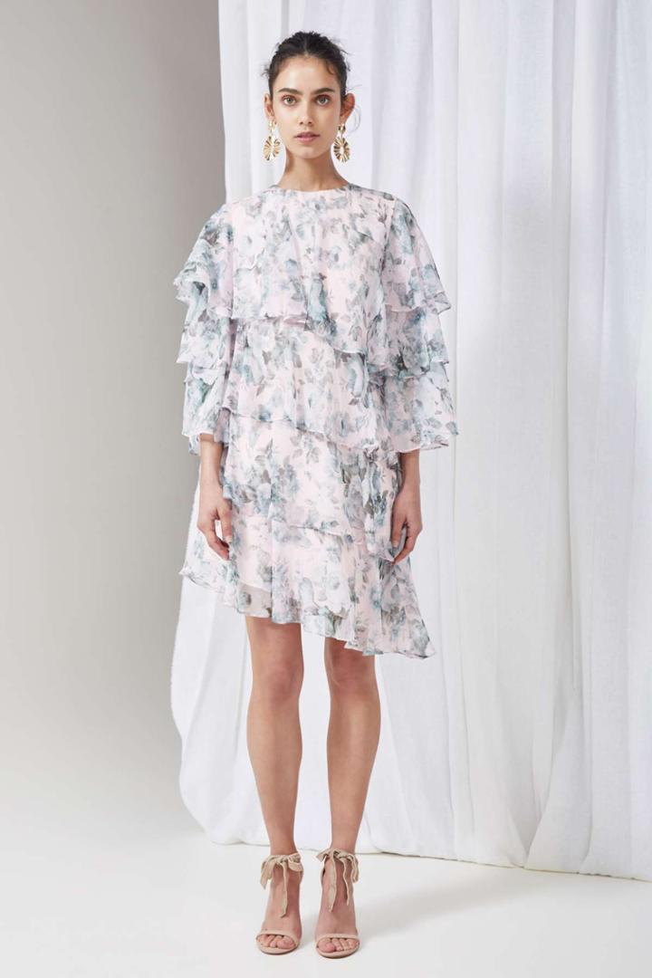 Keepsake Sweet Love Long Sleeve Mini Dress Sage Rose Floralxxs, Xs,s,m,l,xl