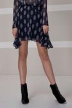 The Fifth The Fifth Lights Shine On Skirt Navy Floral Stamp Print