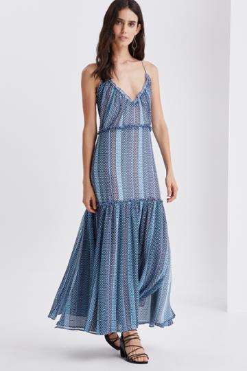 Finders Keepers Marconi Dress Blue Geo Print