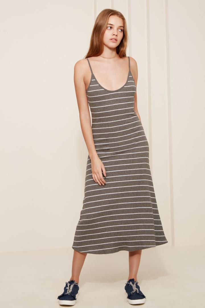 The Fifth The Fifth Astrid Stripe Dress Charcoal W Greyxxs, Xs,s,m,xl