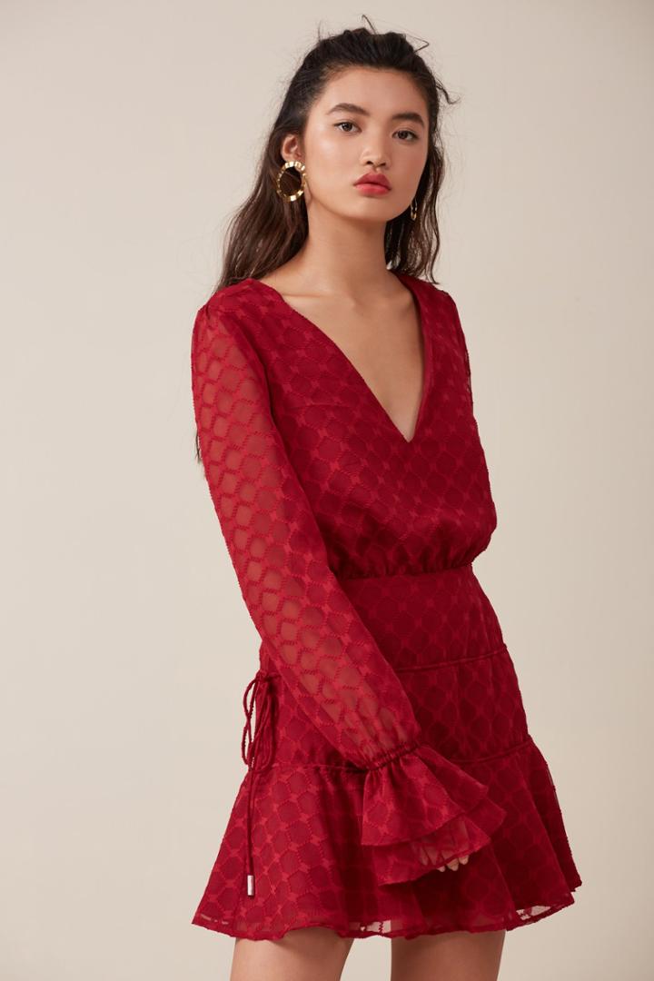 Finders Keepers Ryder Long Sleeve Dress Raisin