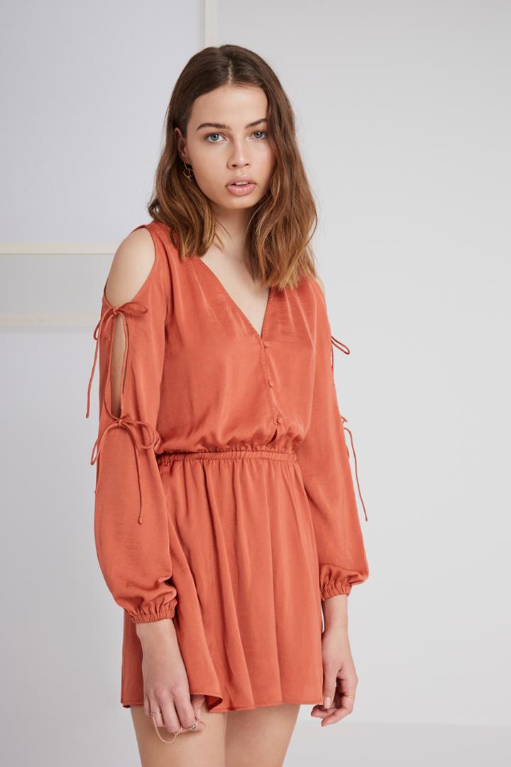 The Fifth The Nightingale Long Sleeve Dress Copper