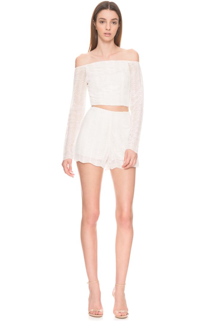Keepsake Think Twice Long Sleeve Lace Top Ivory