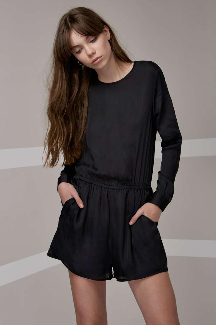The Fifth The Fifth Time Stand Still Long Sleeve Playsuit Black