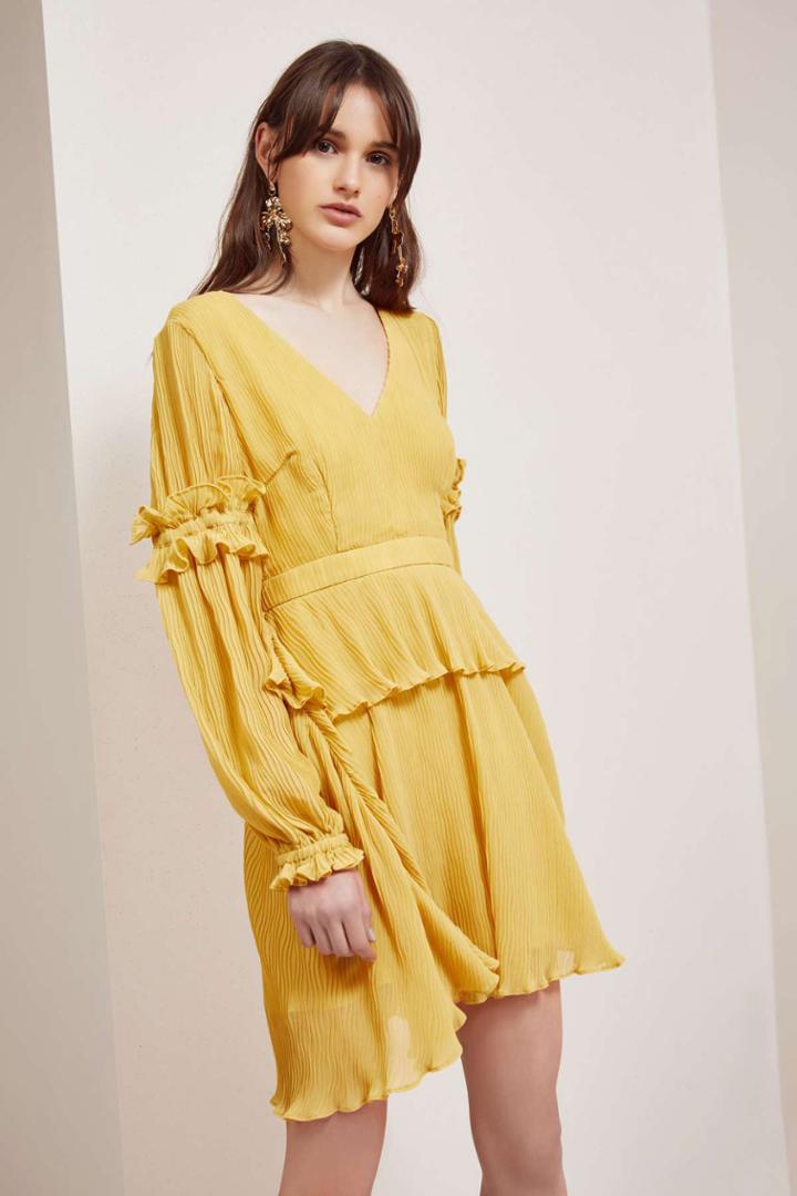 Keepsake Skylines Mini Dress Golden Yellowxxs, Xs,s,m,l,xl