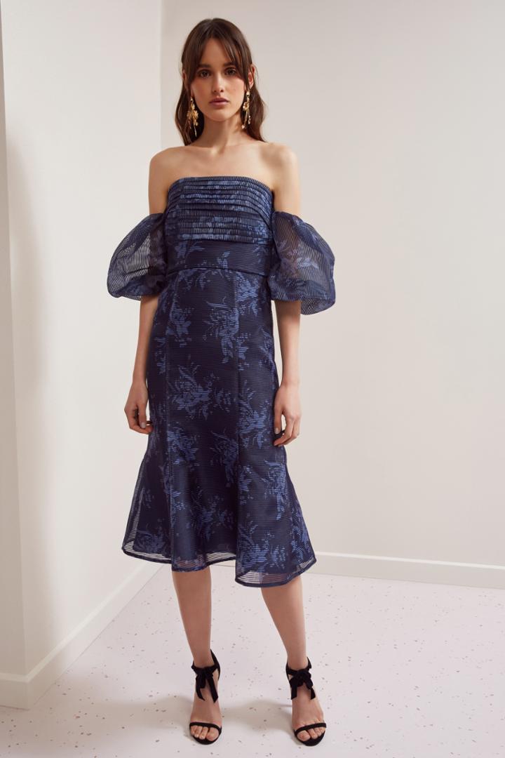 Keepsake Keepsake Stand Tall Midi Dress Navy Stencil Floralxxs, Xs,s,m,l,xl