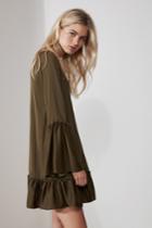 The Fifth Banjo Long Sleeve Dress Khaki