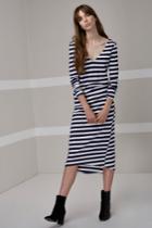 The Fifth The Firefly Long Sleeve Dress Navy And White Stripe