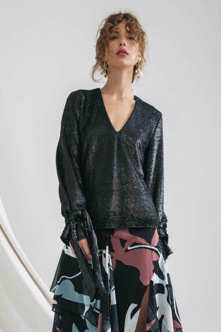 C/meo Collective Illuminated Long Sleeve Top Black