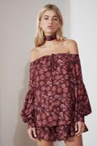 The Fifth Carousel Long Sleeve Top Burgundy Asterxxs, Xs,s,m