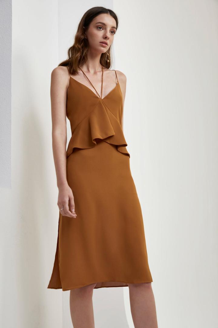 C/meo Collective Lose Control Midi Dress Ochre