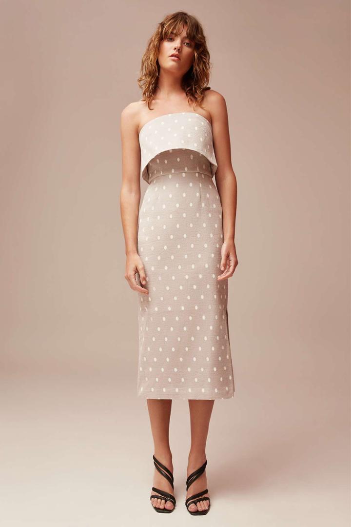 C/meo Collective Love Like This Dress Grey W Ivory Spotxxs, Xs,s,m,l,xl