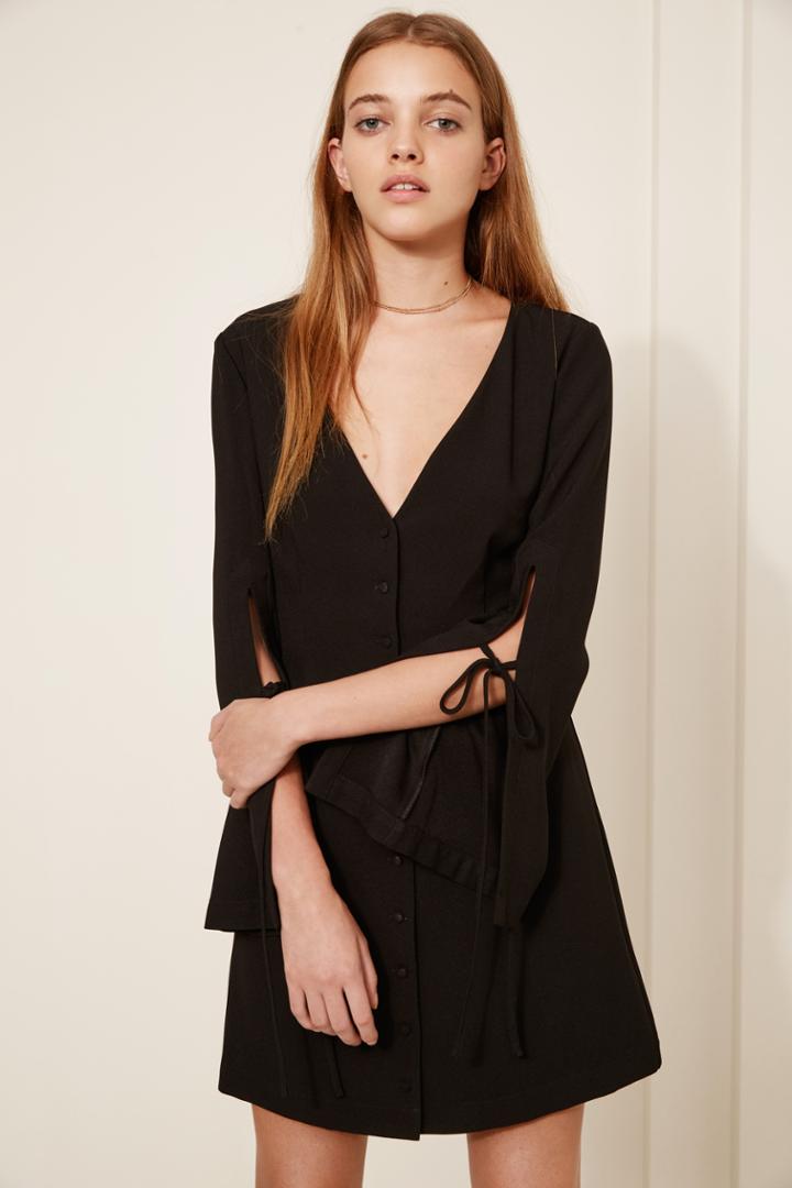 The Fifth The Fifth Jeanne Long Sleeve Dress Blackxxs, Xs,s,m