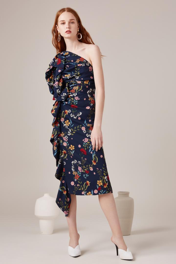 C/meo Collective C/meo Collective Entitle Midi Dress Navy Floralxxs, Xs,s,m,l,xl