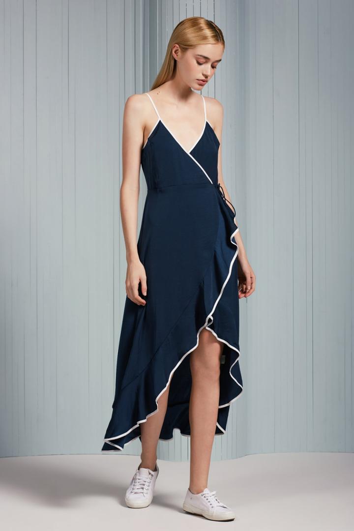 The Fifth The Fifth Juliette Maxi Wrap Dress Navyxxs, Xs,s,m