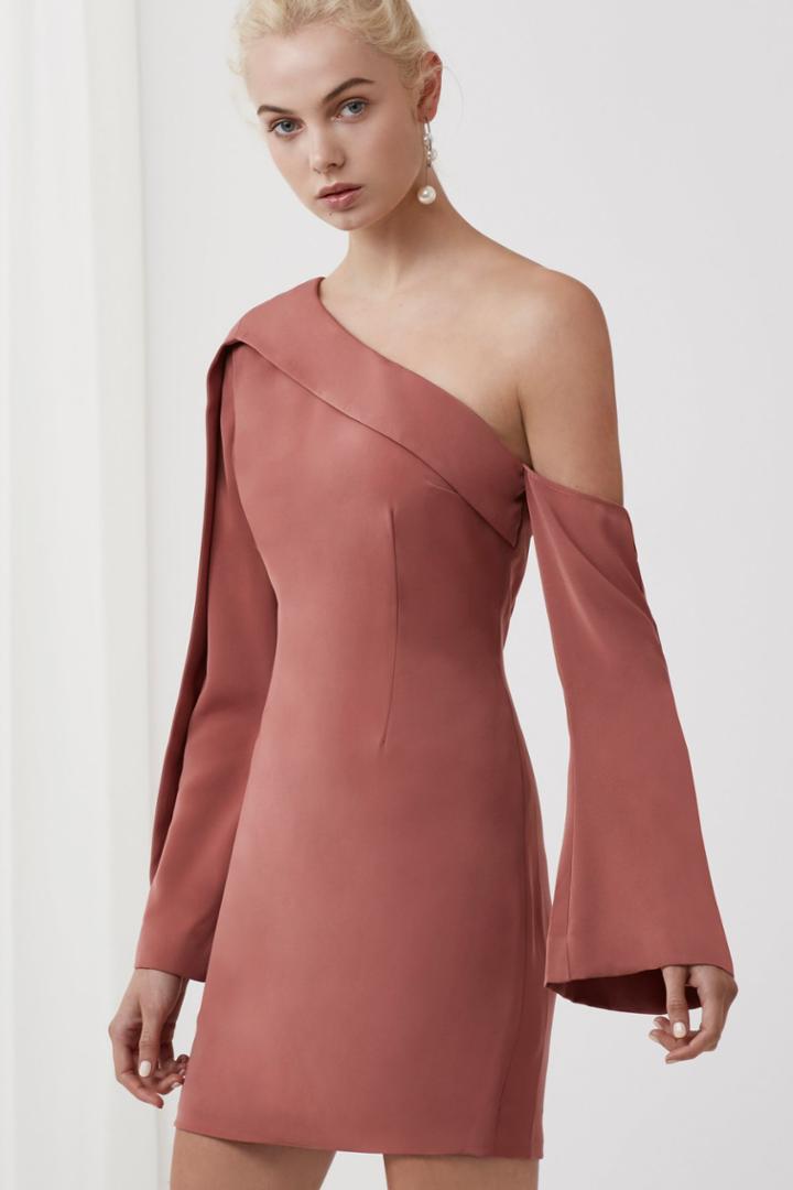 Keepsake Overpowered Long Sleeve Mini Dress Spice