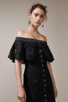 Keepsake Star Crossed Lace Midi Dress Black