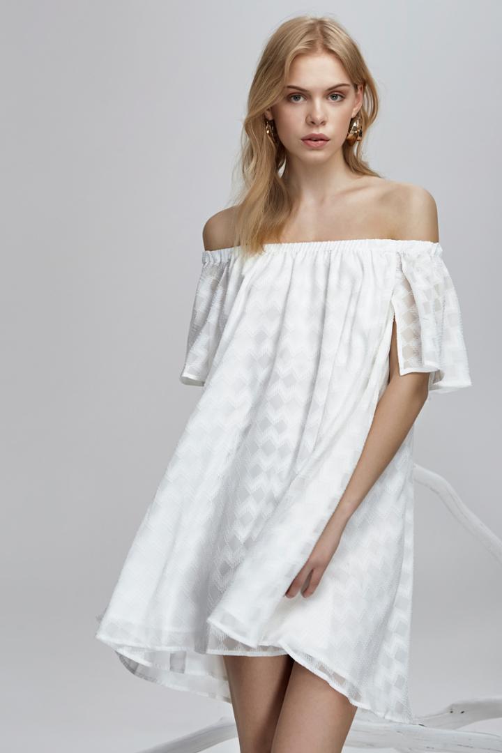 Finders Keepers Ascot Ruffle Dress Cloud
