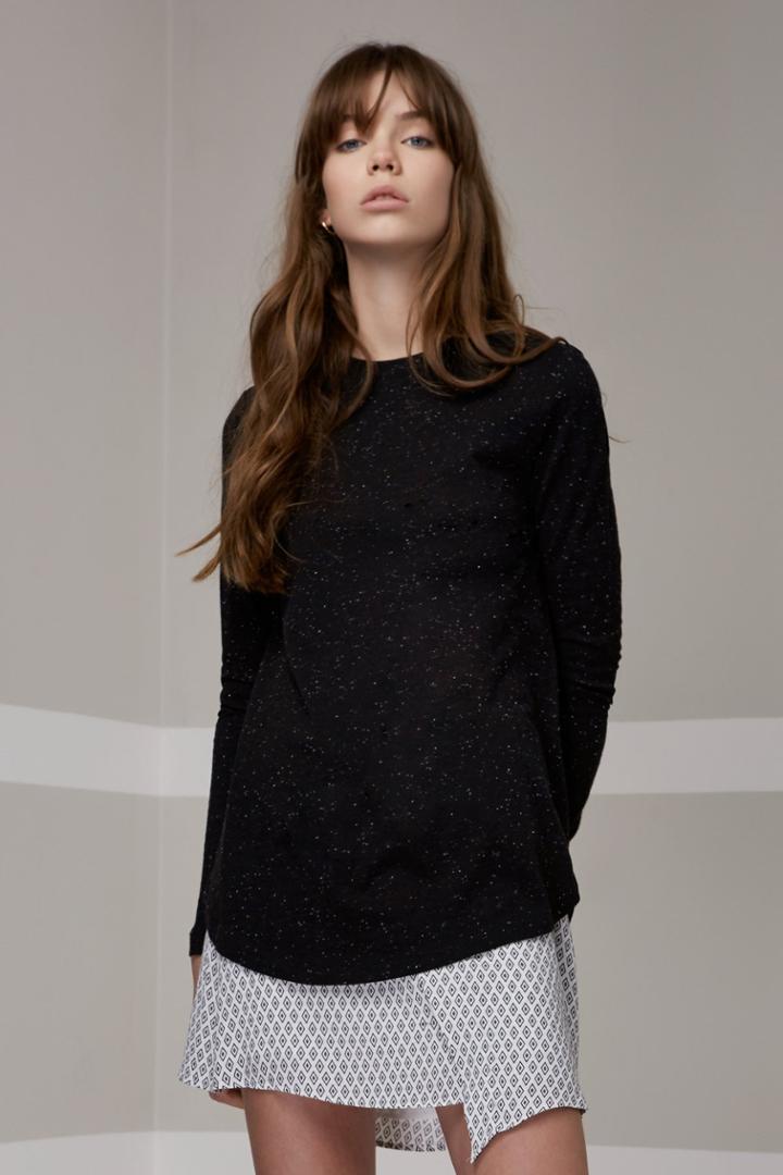 The Fifth Off Duty Long Sleeve Top Charcoal Slub