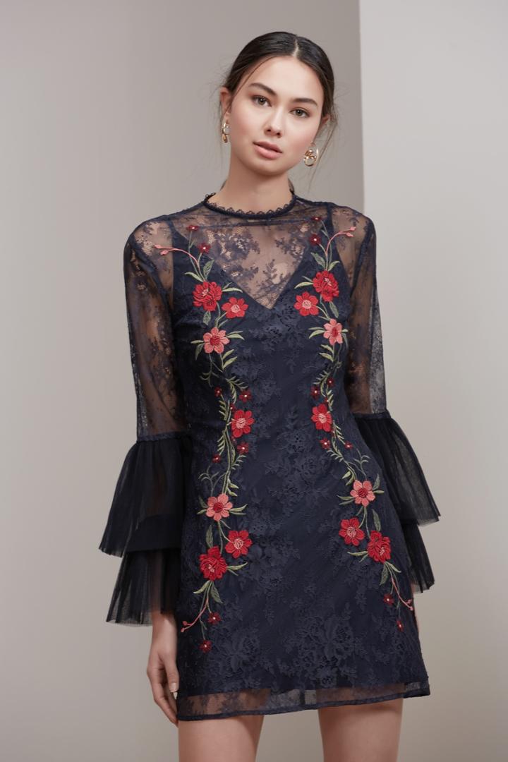 Keepsake Keepsake Dreamscape Lace Dress Navy