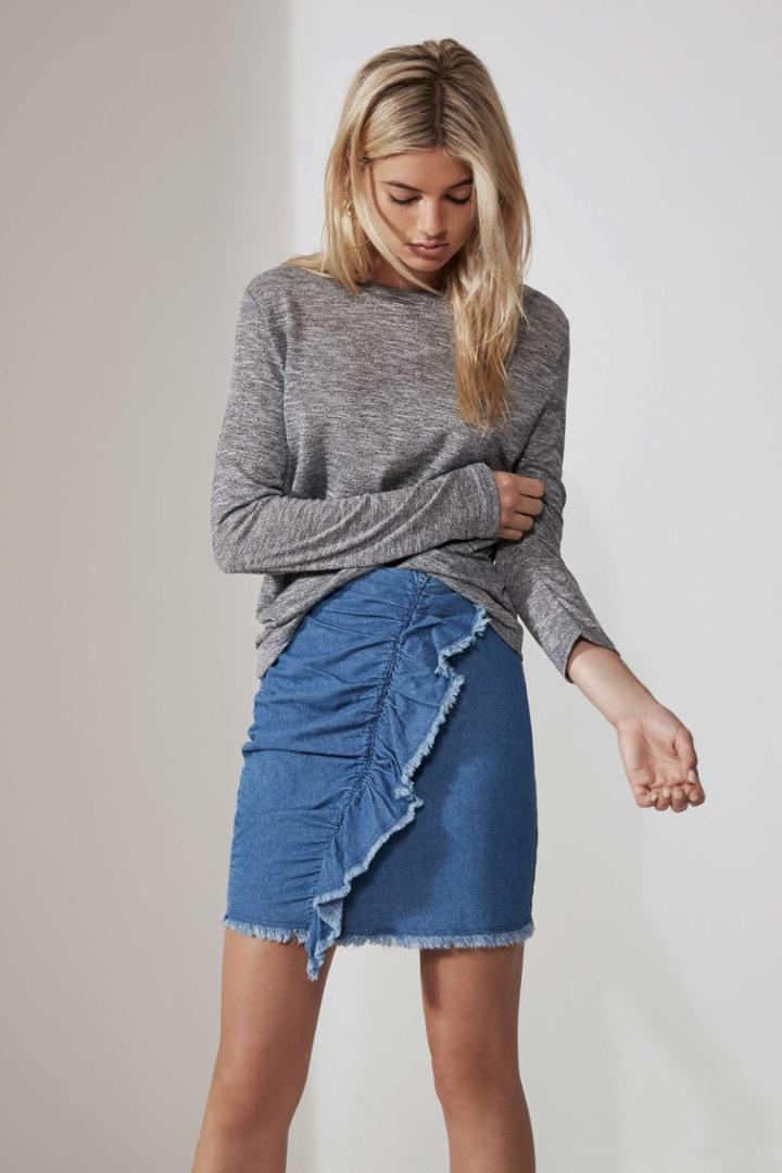 The Fifth The Fifth Sadie Long Sleeve Top Grey Marle