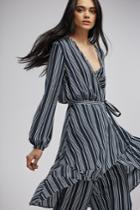 Finders Keepers Ira Long Sleeve Dress Navy Stripe