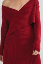 C/meo Collective Feature Knit Dress Crimson