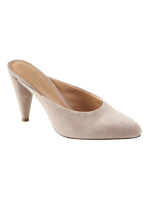 Banana Republic Womens Cone Heel Mule - Greige Suede